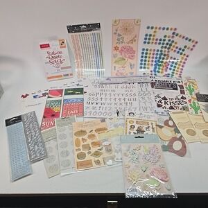 LOT Of Scrapbooking Stickers Packaged & Loose Mixed Themes & Brands